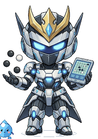 つよつよBot。碁石と碁盤を手にした白銀のロボット。